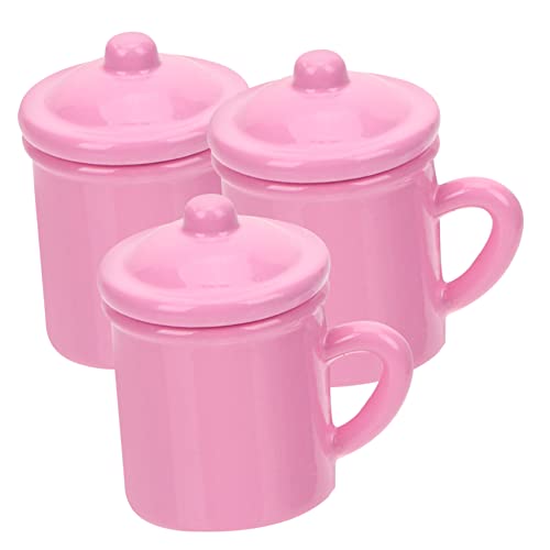 Alasum 3St Mini-Retro-Mundbecher Mini-Wasserbecher Miniaturdekoration Vintage Tassen Spielzeug für Kinder kinderspielzeug Minibecher für Minihaus Minibecher für Puppe Legierung Rosa von Alasum