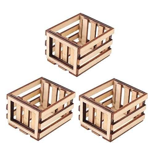 Alasum 3St Miniaturen Spielen mit Holzrahmen kühlkorb einkaufskorb Storage Baskets Home Decor Wohnszenen-Dekoration wohnraumdeko Körbe Mini-Körbchen Mini-Korb-Modell Miniaturmöbel hölzern von Alasum