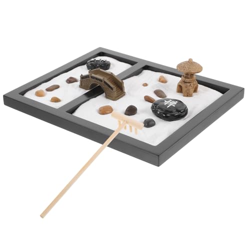 Alasum 3St Miniaturlandschaft des Meditationsgartens meditieren Meditation gefuhrte Zen Garden Office Decoration feng Shui Tischdekoration aus Sand Miniaturlandschaft mit Sand Black von Alasum