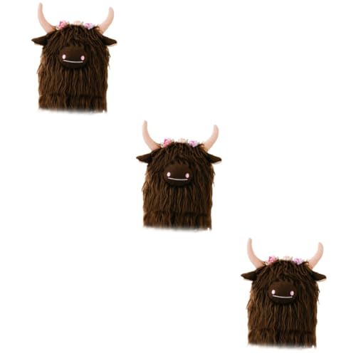 Alasum 3St Yak-Puppe gefüllte Kuhpuppe Kuhplüsch Bauernhofkühe Spielzeug Hochlandbullenfigur Plüsch-Babypuppe Kuh plüschtier Kuh Spielzeug Kuscheltier Kuh Plüschkuhpuppe Polyester Brown von Alasum