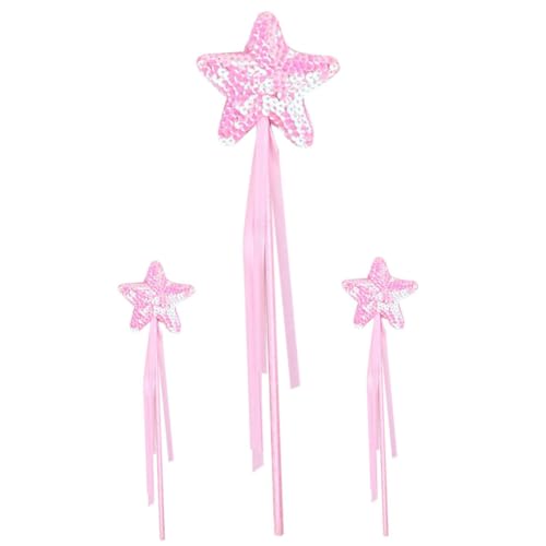 Alasum 3St Zauberstab Fairy Wand Spielzeug für Kinder Prinzessinnen Zauberstäbe für Mädchen Zauberstäbe der Sternenprinzessin Bühne dekorative Hexenstäbe sternförmige Feenstäbe Stoff Rosa von Alasum