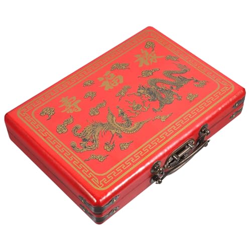 Alasum 3er-Box Mahjong- Majiang Mahjong-Spiel Exquisiter Mahjong-Container Mahjong-lagertank Chinesisches Mini- Automatischer Dominozug Holz von Alasum