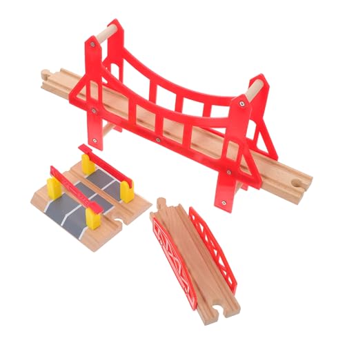 Alasum 3st Gleisbausteine Gleiszubehör Eisenbahnschienen Spielzeug Gehirnspielzeug Zubehör Für Gleisbrücken Bahngleise Für Kinder Kinderzugbrücke Lernspielzeug Für Kinder Holz von Alasum