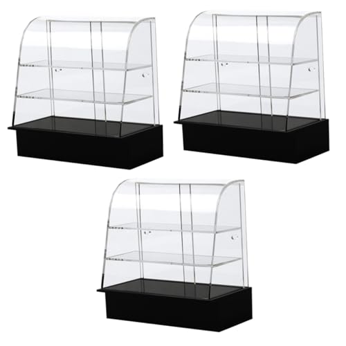 Alasum 3st Mini-kuchens Chrank Miniaturmöbel Mini-zubehör Bäckerei Vitrine Kuchen Zubehör Blumentopfdekorationen Modell Zubehör Mini-dessertschrank Gebäckvitrine Modell Vitrine Plastik von Alasum