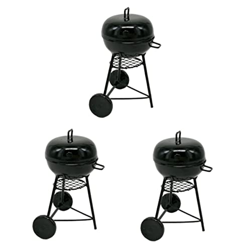 Alasum 3st Miniatur-bohrerfiguren Mini-Grill Kleiner Grill Tragbar Brotmacher Zubehör Spielzeug Grillverzierung Aus Metall Camping-Layout-stütze Black von Alasum