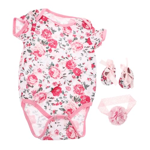 Alasum 3st Puppenkleidung Zubehör Für Wiedergeborene Babypuppen Neugeborenen-Outfit Kleidung Für Wiedergeborene Babypuppen Kleidung Für Neugeborene Zubehör Für Babypuppen Rosa Baumwolle von Alasum