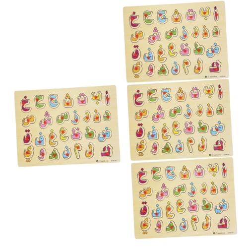 Alasum 4 Sätze Arabisches Rätsel Alphabet-Puzzle Arabisches Alphabet für Kinder Zahlenrätsel-Brett spaß gehirn Training Puzzle-Spielzeug für Kinder Kindererziehung Spielzeug Holz von Alasum