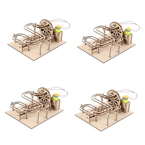 Alasum 4 Sätze Dreidimensionales Puzzle DIY Murmelbahn Kinderpuzzle Kinder rätsel Kfz-Einbausatz Puzzles für Erwachsene Spielzeug 3D-Laufpuzzle Laufpuzzle aus Holz hölzern Light Brown von Alasum