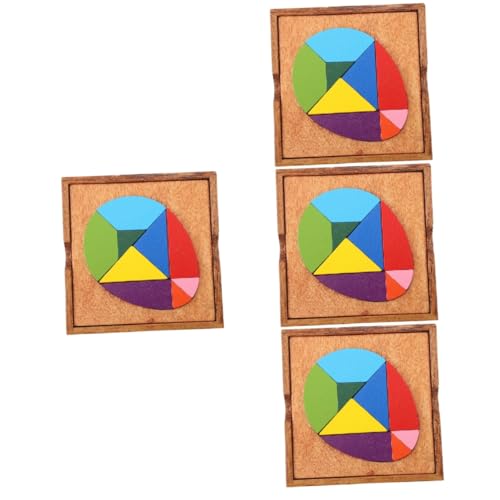 Alasum 4 Sätze Ei-Tangram Stapelspielzeug Formen Passendes Spielzeug Pädagogisches Puzzlespielzeug Pädagogisches Spielzeug Lernspielzeug Kinderspielzeug Spielzeug Stapeln Colorful Holz von Alasum