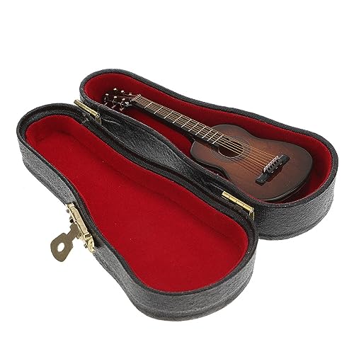 Alasum 4 Sätze Gitarrenmodell Mini-musikinstrumentenmodell Mikrospielzeug Miniatur-Gitarren-dekor Spielzeug Mini-Gitarre Spielzeughaus Dekor Babyspielzeug Miniatur-Dinge Coffee Holz von Alasum