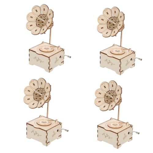 Alasum 4 Sätze Grammophon Musikbox Kinder musikbox Retro musikbox Handkurbel Musikbox Handkurbel Spieluhr DIY Musikbox Tischdekoration Denksportaufgaben für Kinder Spielzeug Legierung von Alasum