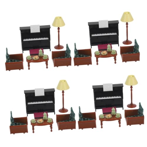 Alasum 4 Sätze Klaviersofa-Spielzeug puppenhaus Klavier Set 1:12 Miniklavier Mini-Spielzeug zum Vortäuschen Kinderspielzeug Zubehör für Puppenhäuser kleine Raumdekoration Stoff von Alasum