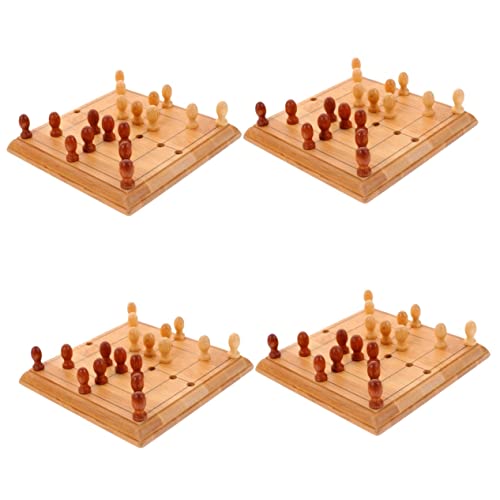 Alasum 4 Sätze Mini Schach Kinder Spielset Schachspiel Für 2 Spieler Mini-tischspielzeug Klassisches Brettspiel Schachspielzeug Für Kinder Desktop-Spielzeug Dame Brettspiel Bambus von Alasum