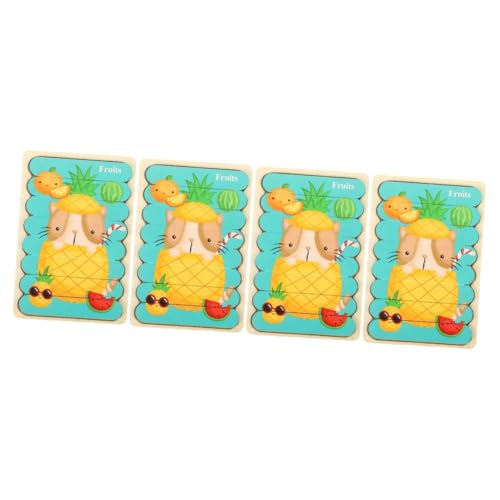 Alasum 4 Sätze Puzzle für Kinder Gemüse-Obst-Puzzle-Spielzeug Kinderspielzeug sensorisches Lernspielzeug Babyspielzeug Kinderpuzzle Lernpuzzlespielzeug Puzzle-Spielzeug für Kinder hölzern von Alasum