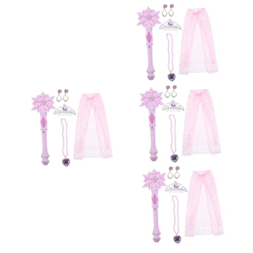 Alasum 4 Sätze Schnee Zauberstab Cosplay-kostüm Für Kinder Prinzessin Cosplay Prop Tamponhalter Prinzessin Umhang Prinzessinnenkleider Für Mädchen Prinzessinnenkostüm Bühne Rosa Stoff von Alasum