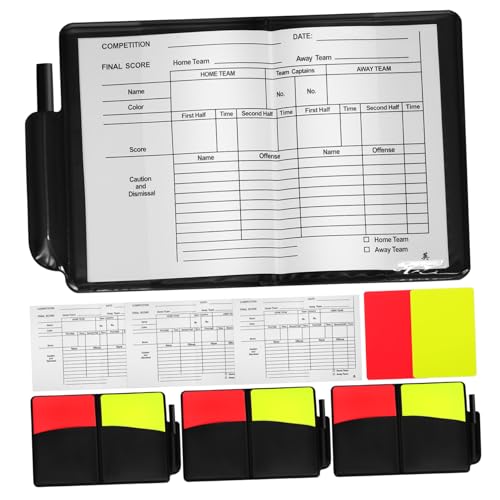 Alasum 4 Sets Fußball-schiedsrichterkarten-set, Rote, Gelbe Schiedsrichterkarten Mit Punkteblättern, Schiedsrichterzubehör Für Fußball, Volleyball Und Sportspiele von Alasum