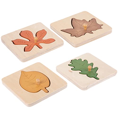 Alasum 4 Stück Blatt-Puzzle pädagogisches passendes Spielzeug Puzzle-Spielzeug für Kleinkinder Lernspielzeug für Kinder Rätsel pädagogisches Puzzlespielzeug Form-Lernspielzeug Holz von Alasum