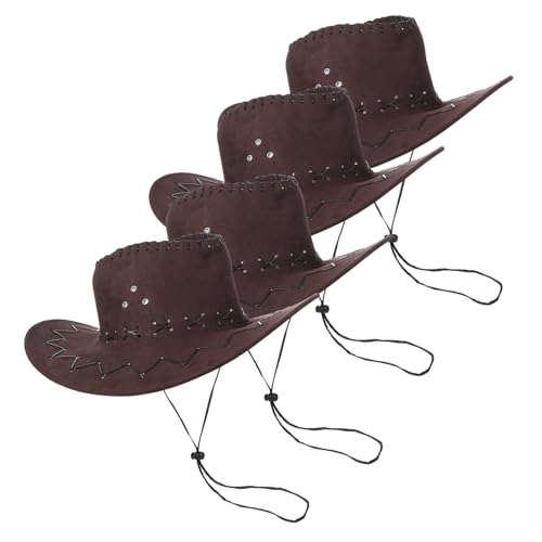 Alasum 4 Stück Cowboyhut Für Kinder Frauen Mit Strohhut Sonnenhut Für Mädchen Fedora-hut Frauen Kleinkindmützen Mädchen Bowler Hut Baumützen Spielzeug Mini-hüte Partyhut Coffee Polyester von Alasum