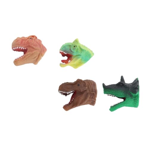 Alasum 4 Stück Dinosaurier-Handpuppe Fingerpuppen Kopf Marionette Dino-Fingerspielzeug Spielzeug für Kinder kinderspielzeug Dinosaurier-Finger-Spielzeug Dino-Kopf-Fingerspielzeug Plastik von Alasum