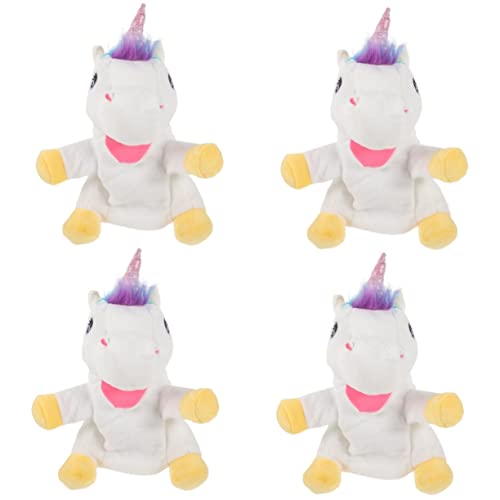 Alasum 4 Stück Einhorn Handpuppe interaktives Spielzeug kindergeburtstags mitgebsel Einhorn-Puppenspielzeug Plüsch Fingerpuppen Einhornspielzeug für Kinder kreatives Handspielzeug Weiß von Alasum