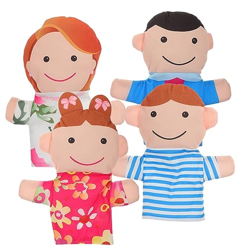 Alasum 4 Stück Familie Handpuppe Plüschpuppen Lernspielzeug Für Ab 3 Jahren Familienpuppen Handpuppen Puppen Für Marionettenfamilie Stoff von Alasum