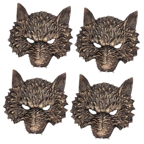 Alasum 4 Stück Halloween Wolf Maske Halloween-gruselmasken Halloween-cosplay-maske Party-performance-maske Lustige Maske Cosplay-requisiten Halbmaske Wolf Halloween-tier Horrorwolf Pu von Alasum