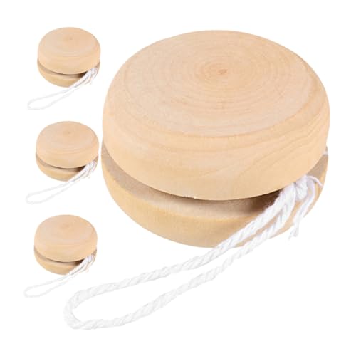 Alasum 4 Stück Jo-Jo Spielzeug für Kinder kinderspielzeug Bemalbares Spielzeug Handgemachtes Spielzeug DIY Yo-Yo-Ball Yo-Yo-Bälle selber Machen Unfertiges Yoyo-Spielzeug hölzern Khaki von Alasum