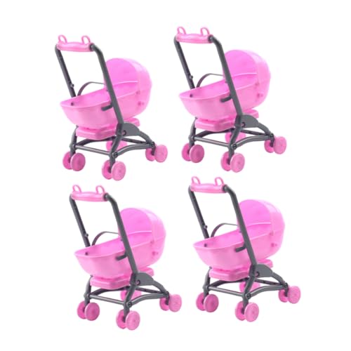 Alasum 4 Stück Kinderwagen Spielzeug Babyspielzeug-Kinderwagen Für Puppen Puppenkinderwagen Kinderwagen Zum Spielen -spielzeugautos Puppenwagen Spielen Puppenwagen Modell Rosa Plastik von Alasum