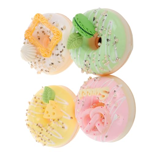 Alasum 4 Stück Kuchen-Modell süßigkeiten küchendekoration Kühlschrankmagnete Requisiten Zeigen magnetische Donuts künstliche Donuts Desserts künstliche Desserts Requisiten Donut- PVC von Alasum