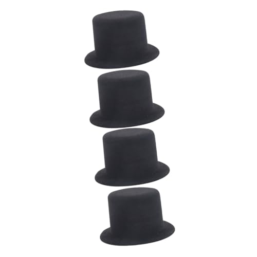 Alasum 4 Stück Mini-Hut bastelsets für Kinder Party Spielzeug für Kinder Puppenkleidung schöne Mini-Hüte Mini-Cowboyhüte zum Basteln DIY winziger Tops-Hut dekorative Minihüte Stoff Black von Alasum