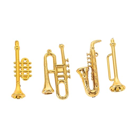 Alasum 4 Stück Modelle von Musikinstrumenten Mini-Trompete Miniatur-Musikinstrumente Miniatur-Saxophon bastelzeug musikspielzeug Mini-Deko-Accessoire Mini- -Dekor Plastik Golden von Alasum