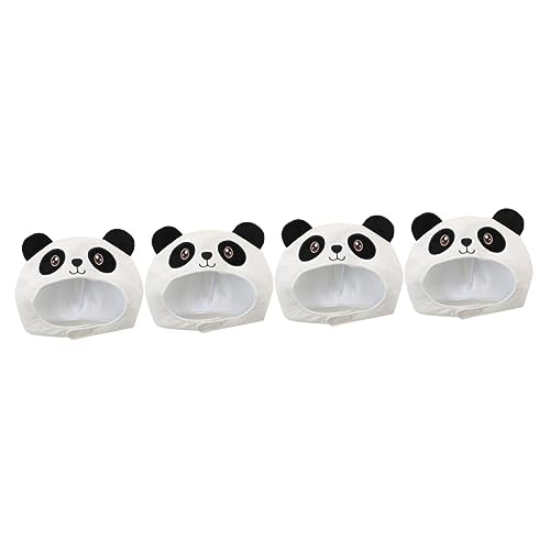 Alasum 4 Stück Panda-Kopfbedeckung Cosplay-Kostüme Tierhut anziehen Panda-Baskenmütze Panda-Häkelmütze Panda-Zubehör tiermütze tierkostüme Cartoon-Kopfbedeckung Partyhut-Dekor Plüsch Weiß von Alasum