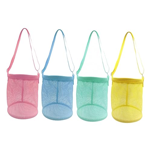 Alasum 4 Stück Rucksack Kinder umhängetasche Kinder Handtasche Strandtasche für Kinder Tragetaschen zum Sammeln von Muscheln Kinder Strandtasche Shell-Mesh-Tasche für Kinder Schleife von Alasum