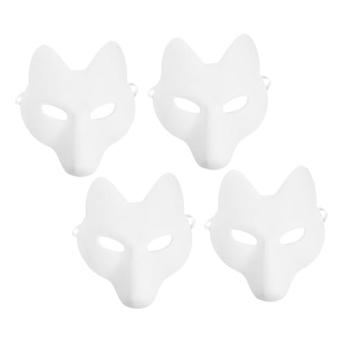 Alasum 4 Stück Simulation Fuchsmaske Blanko Fuchsmaske DIY Tiermasken Für Erwachsene Halloween Maskerade Party Bemalbare Fuchsmaske Für Cosplay Bastelmaske von Alasum