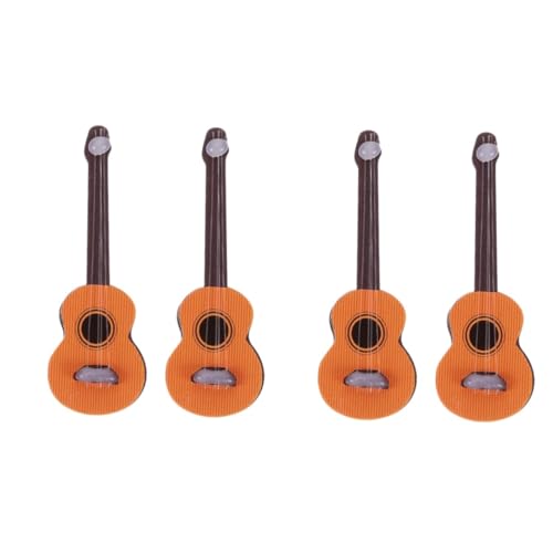 Alasum 4 Stück Simulation Gitarre Miniatur-landschaftsmöbel Gitarren-Desktop-Ornament Mini-gitarrenfigur Als Ornament Miniatur-Ukulele Mini-gitarrenmodell Musikinstrumentenmodell Hölzern von Alasum