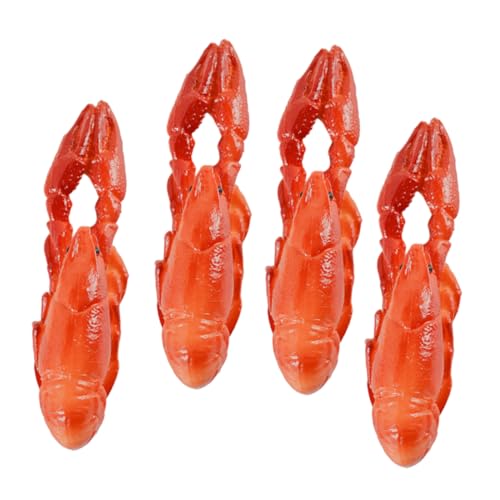 Alasum 4 Stück Simulierte Krebse Aquariumdekorationen Krabbenspielzeug Dekorationen für Aquarien mequares Detailer gartendekoration Hummer-Simulationsfigur Hummer-Skulptur PVC Orange von Alasum