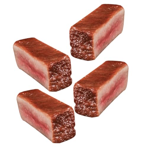 Alasum 4 Stück Simuliertes Steak Fake-Fleisch-Modell künstliches Lebensmittelmodell kucheltier tischdeko esstisch gefälschte Steakverzierungen gefälschte Fleischdekoration PVC Brown von Alasum