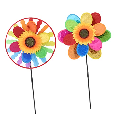 Alasum 4 Stück Sonnenblumen-windmühle Windrad Spielzeug Windradverzierungen Outdoor-Spielzeug Kinder Spielset Kinder Windräder Kinderwind Party Windräder Windrad Plastik Colorful von Alasum