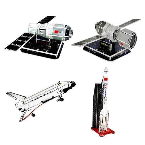 Alasum 4 Stück Space-Shuttle-Modell hühner Toy Set papierbasteln Pädagogisches -Set Raumschiff-Handwerksmodell Papierhandarbeitssatellit 3D-Puzzle Black von Alasum