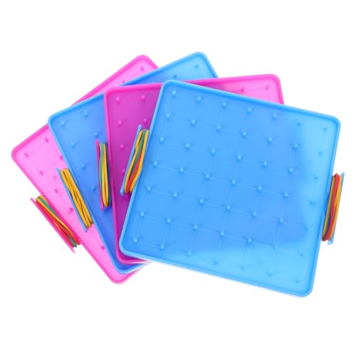 Alasum 4 Stück Steckbrett Geobretter für Kinder Lernspielzeug mit Stecktafeln Geoboards für Kinder kunststoffbrett plastikplatte Lernwerkzeuge für geometrische Formen kreatives Geoboard von Alasum