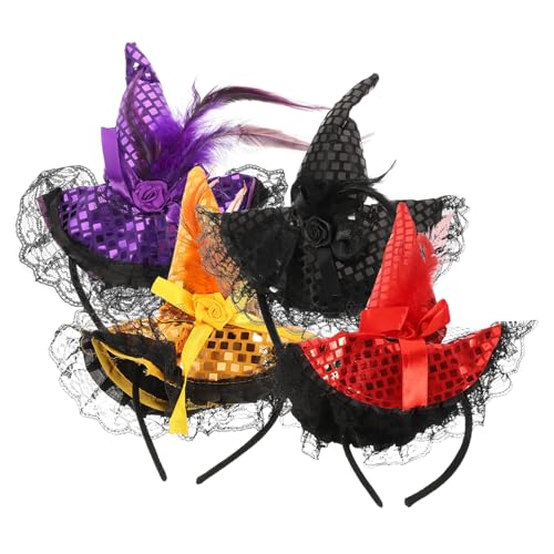 Alasum 4 Stück Stirnband Haarband Halloween-Kopfschmuck Halloween-Kopfhörer Halloween-Haarreifen halloween haarspangen haarspange halloween Halloween-Accessoire Halloween-Versorgung Feder von Alasum