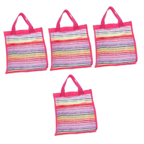 Alasum 4 Stück Strandtasche schultüte Schulranzen dufflebag Netz-Einkaufstasche Mesh-Shell-Tasche Aufbewahrungsbeutel für den Strand Kleidungsbeutel für zu Hause Oxford-Stoffmaterial Rosy von Alasum