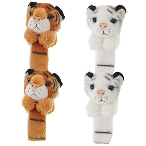 Alasum 4 Stück Tierpuppenarmband Umarmungsarmband Tiere Tiger-plüsch-slap-armbänder Schlagarmband Kinderspielzeug Slap-bands Dekorative Schlagarmbänder Tiger-slap-armbänder Pp Baumwolle von Alasum