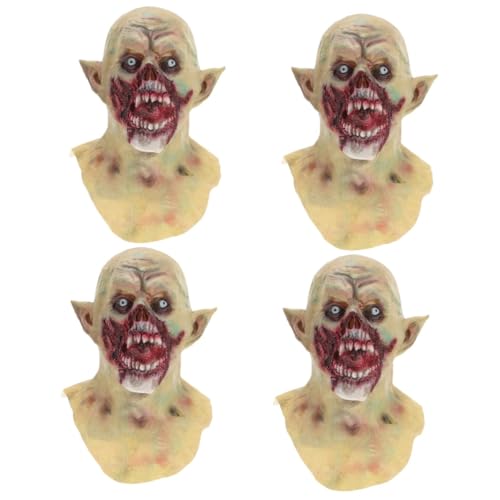 Alasum 4 Stück Vampir-kopf Bedeckung Blutige Zombiemasken Abschlussball Requisiten Teufelsmaske Halloween-gruselmasken Gruselige Halloween- Halloween-cosplay Natürliches von Alasum