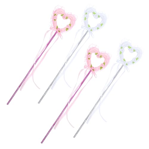 Alasum 4 Stück Zauberstab Feenstab Fairy Wand girlmore Girl spielsachen Toy Kinder spielset Valentinstag Feenstäbe Bühnen-Performance-Requisite Party-Cosplay-Fee-Zauberstäbe Gurtband von Alasum