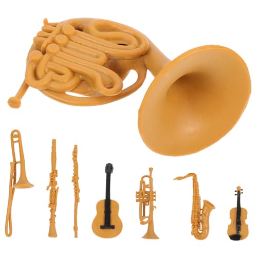 Alasum 40 STK Musikinstrument-Set-Modell Dekorative Instrumente Miniaturinstrument Figuren Aus Musikinstrumenten Horn-Trompeten-Statue Spielzeug Für Musikinstrumente Büroschmuck Brown PVC von Alasum