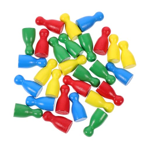 Alasum 48 Stück Kinder schachspiel kinderschachspiel Schachbrettzubehör Puzzle-Spielzeug tragbares Schach Spiele menschliche Gestalt Brettspiel Schachfigur Flugschach Schachfigur Holz von Alasum