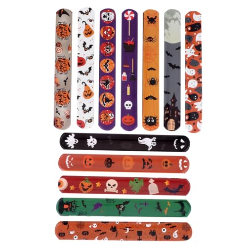 Alasum 48st Halloween-schnappring-armband Kürbis-slap-wrap Bulk-armbänder Halloween-schlag-armband Halloween-slap- Halloween-party-armband Halloween-slap-armband Halloween-armband von Alasum