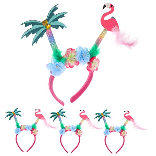 Alasum 4pcs Cartoon Flamingo Und Coco Trees Haarband Zartes Hawaii Themed Haarverschluss Luau Party Accessoire von Alasum