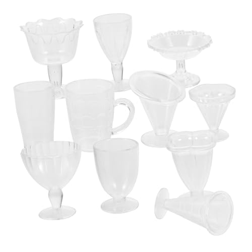 Alasum 5 Mini Transparente Tasse Küchenrequisiten Vorgeben Winziger Weinbecher Miniaturbecher Realistisch Winzige Wasserbecher Miniaturdekoration Miniaturen Tassen Mini-Tasse Pp von Alasum